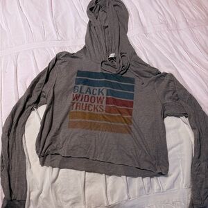 Women's small athletic gray Black Widow Trucks crop top